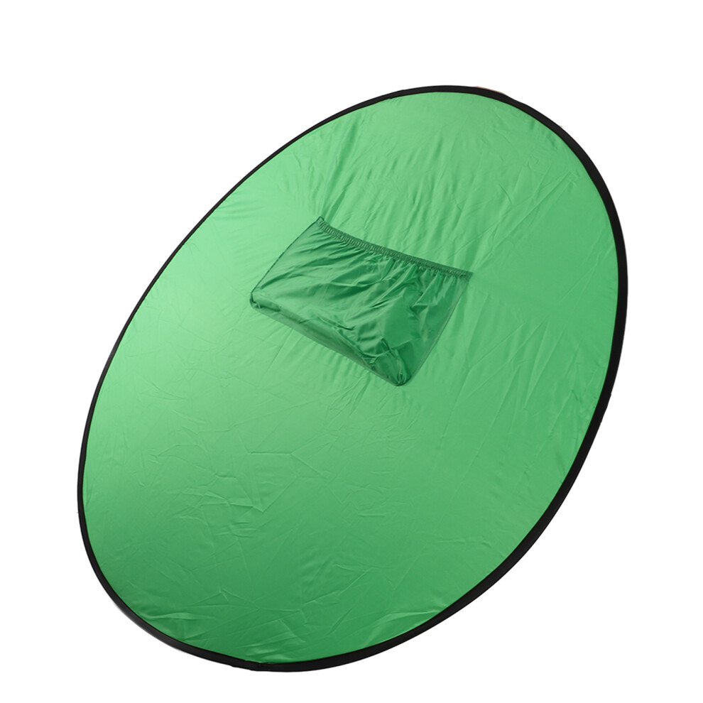 142Cm Round Backdrop Double Sided Collapsible Background Screen For Live Streaming Video Conference Green 6901321708818