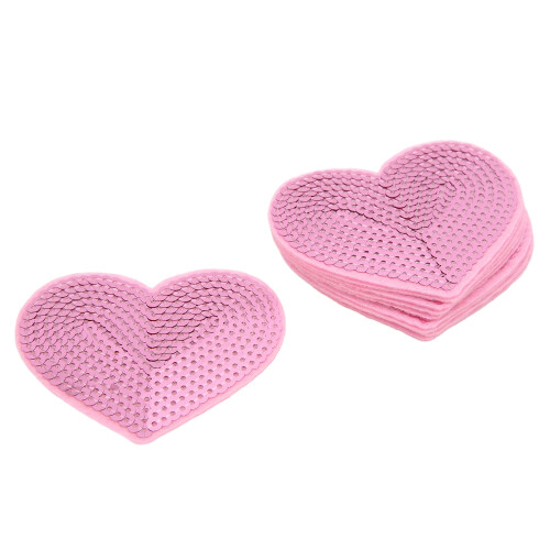 10 pezzi di toppe a forma di cuore rosa termoadesive, 8,2 x 7 cm, cotone
