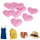 10 pezzi di toppe a forma di cuore rosa termoadesive, 8,2 x 7 cm, cotone 13