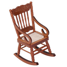 Silla miniatura para casa de muñecas 1:12 abedul 5x6.7x10 cm marrón