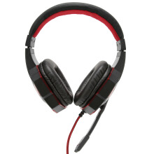 Auriculares gaming luminosos de 40 mm, USB+3.5mm, Negro-Rojo