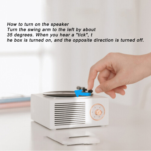 X10 Vinyl Record Player Style Bluetooth Speaker Old Fashioned Classic Style Bluetooth Speaker with 3 Input ModesWhite 2