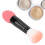 Pennello per blush a doppia testa in ABS, rosso rosa - morbido e soffice 1