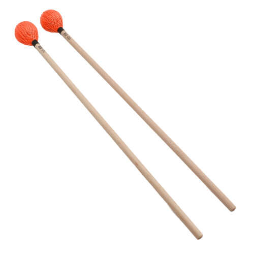 1 Pair Marimba Mallets Medium Hard Yarn Head with Maple Handle for Percussion Playing MQ‑06Orange