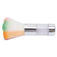 Tragbarer einfarbiger, flauschiger Make-up-Puderpinsel, 10 cm, Silber