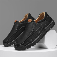 (black, 39) Men's Casual Shoes Handmade Leather Loafers Comfortable Men's Shoes Flat Moccasins Men's Sneakers