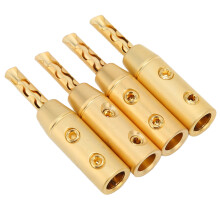 Connecteurs banane en laiton doré, lot de 4, pour câbles d’enceinte de 7 mm, design à vis ouverte