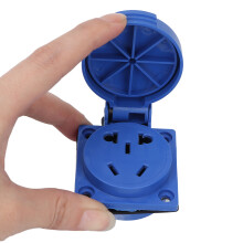 Conector industrial oculto de 5 pines azul y blanco