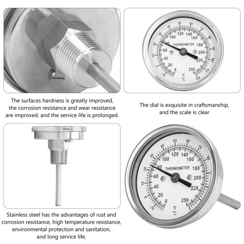 Termómetro analógico de acero inoxidable -18 a 120 C, varilla de 76 mm 2