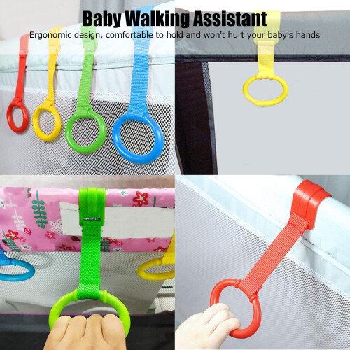 4pcs Baby Pull Up Rings Plastic Material Ergonomic Design Safe Practical Different Colors Walking Assistant for Toddler 2