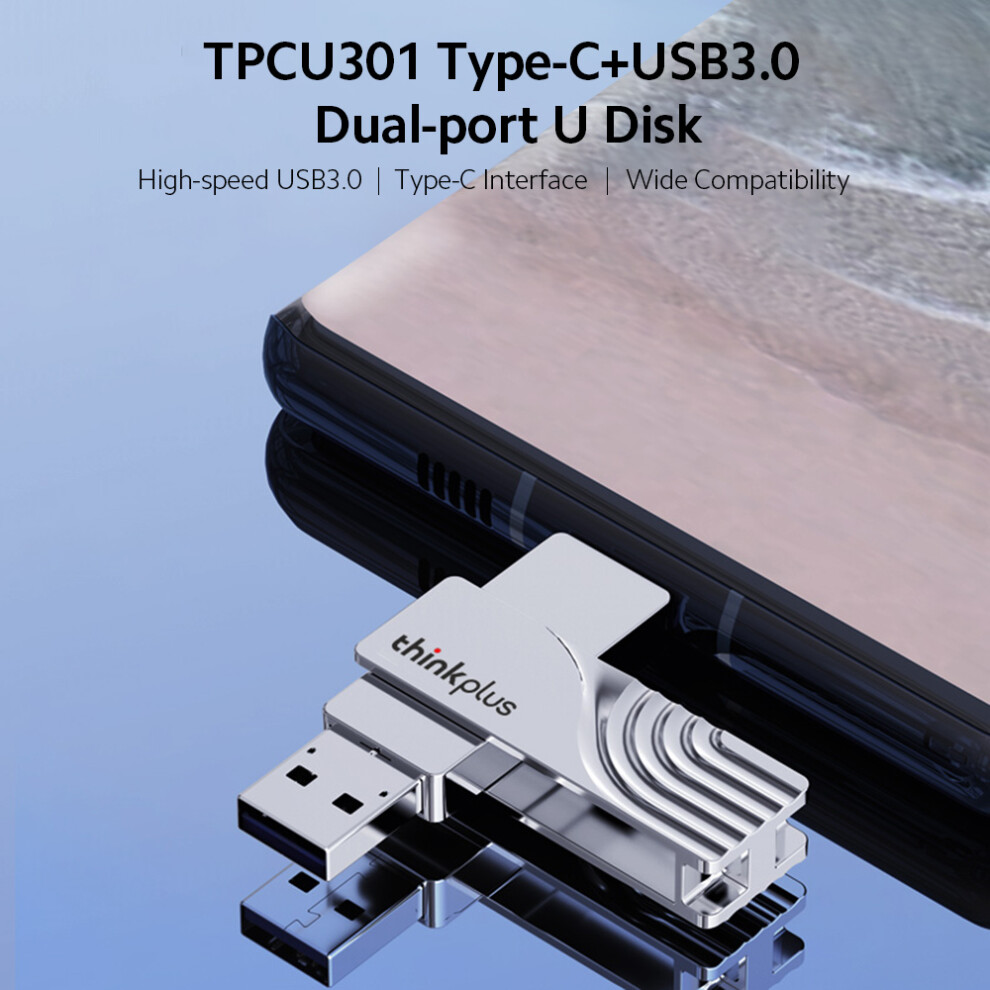 Lenovo Thinkplus 32Gb Type-C Usb3.0 Mobile Phone U Disk Tpcu301 Dual-Port Mobile Phone Computer Vehicle-Mounted Usb Flash Drive 8761321729552
