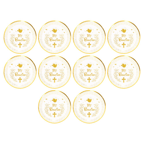 10 pezzi Bronzing Mi Bautizo piatti rotondi per microonde 1