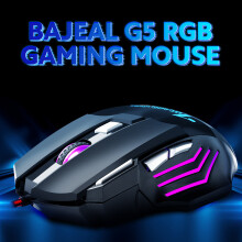 Souris de jeu filaire RGB G5 à 7 boutons, ergonomique et vitesse réglable pour PC de bureau