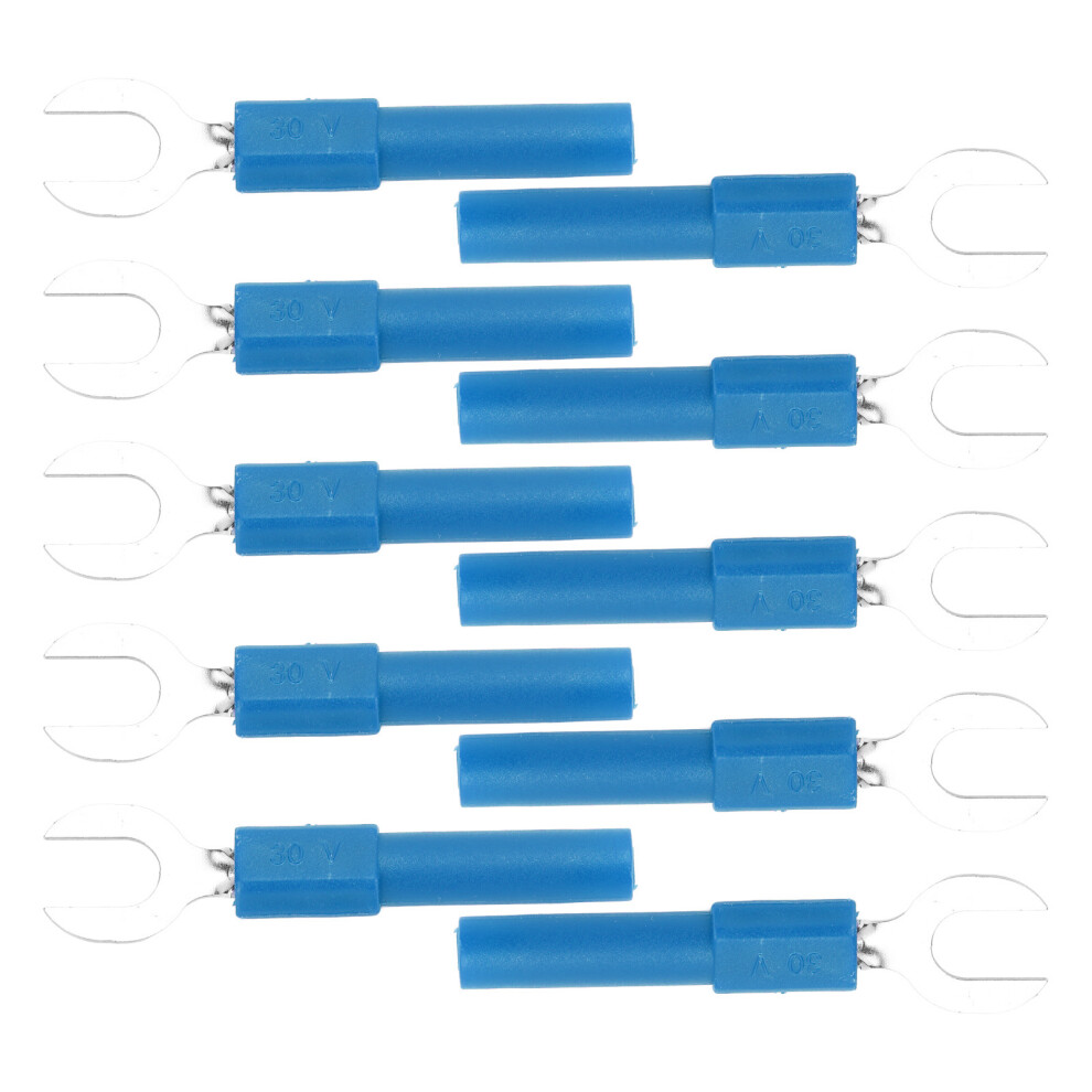 10Pcs Fork Spade Wire Connectors Brass Material 6Mm/0.2In Y Type 4Mm/0.2In Hole Banana Plug 30Vacâ60Vdc Maximum.10ablue 3431321735796