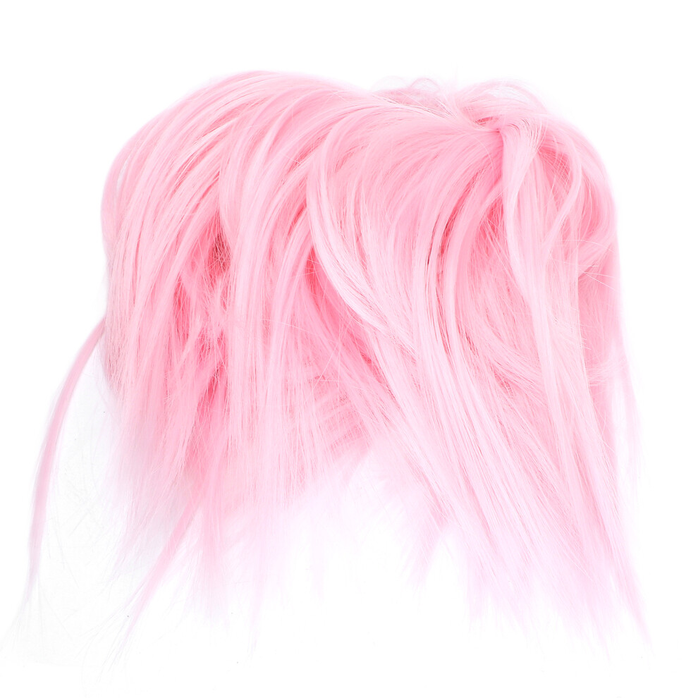 Tousled Hair Bun Wig Adjustable Natural Elastic Band Messy Bun Hairpieces for Women Girls#Q17âLight Pink