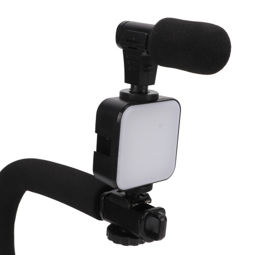 Handheld Video Camera Stabilizer with LED Light Microphone Portable U Shape Camera Stabilizer 2