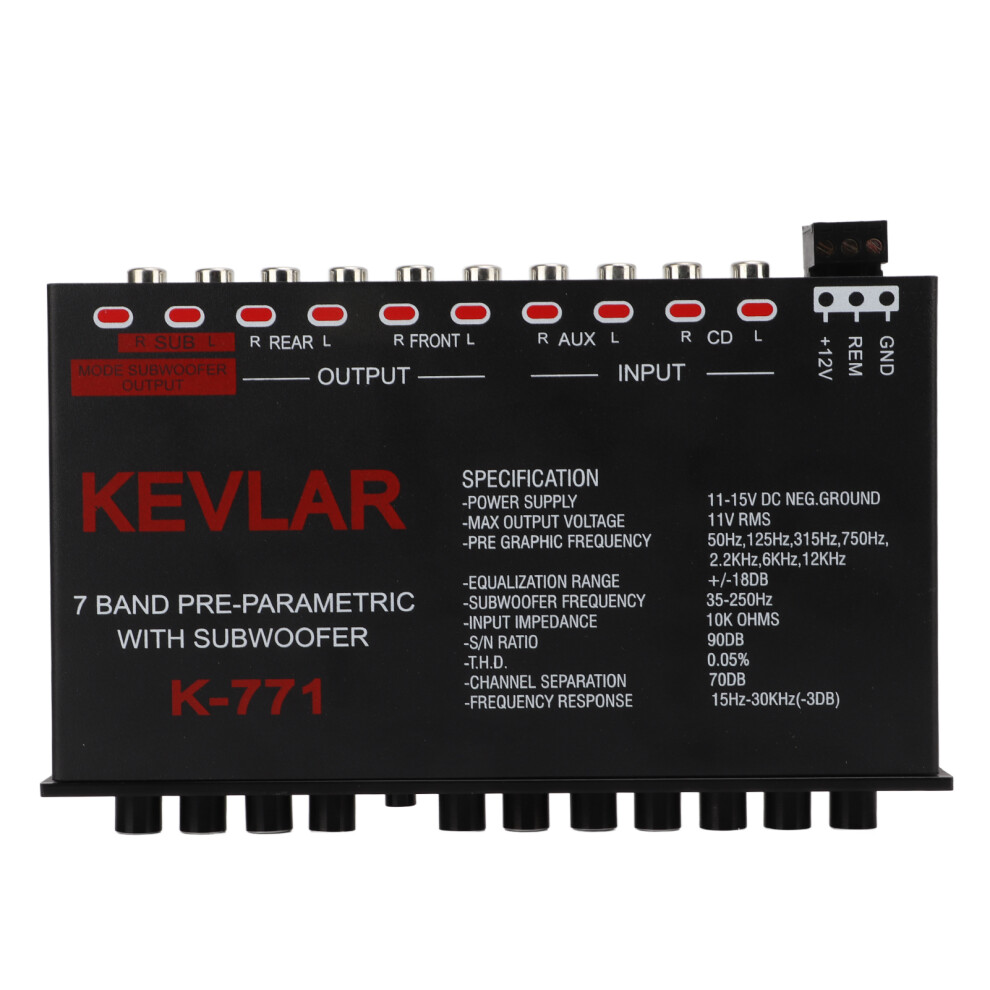 Car Audio Graphic Equalizer Universal Low Pass 7ÂBand Variable Gain Adjustment High Level Input Eq For Stereo System 3241321739225
