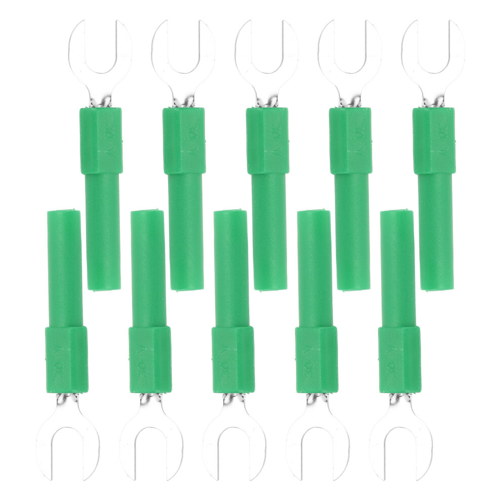 10Pcs Fork Spade Wire Connectors Brass Material 6Mm/0.2In Y Type 4Mm/0.2In Hole Banana Plug 30Vacâ60Vdc Maximum.10agreen 7611321736047
