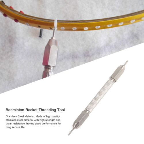 Badminton Racket Threading Tool Racket Eyelets Grommets Nail Cone Tool Double Headed for Sports Silver 2