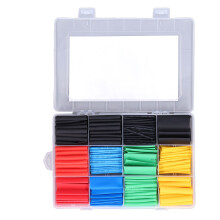 530 pièces Kit de tubes thermorétractables en PVC 2:1 1,5-10 mm noir