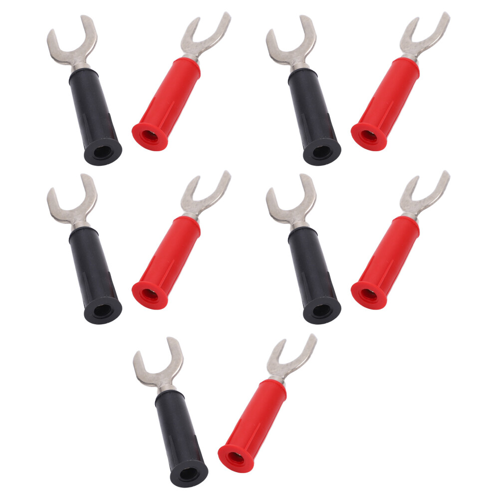 10Pcs Fork Spade Wire Connectors Pvc Brass Material 8Mm/0.3In Y Type 4Mm/0.2In Hole U Type Banana Plug 30Vacâ60Vdc 4981321744292