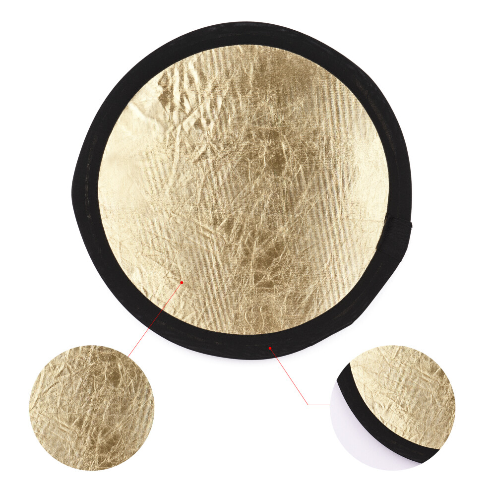 30Cm/12Inch Photography Round Reflector & 2-In-1 Collapsible Portable For Studio Photography With Carry Bag Silver/Gold 3731321749176