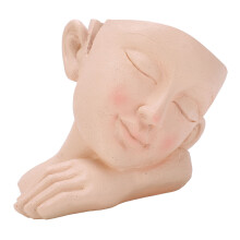 Maceta con rostro humano sencillo 1 pieza 22 x 13 x 15 cm Natural