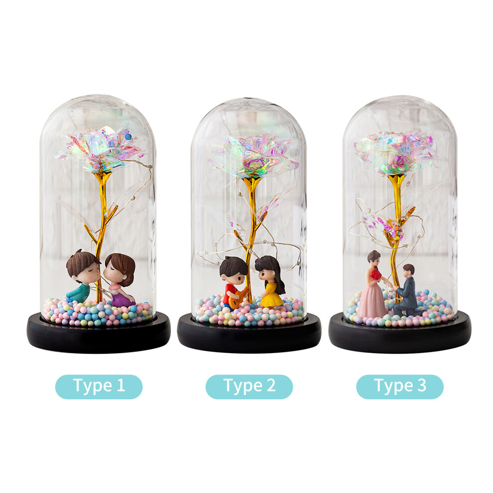 Glass Rose Flower LED Light Rose in Glass Forever Rose Flower Present for Women Mother's Day Valentine Romantic Wedding Home Party Festival-image-OPC-PHVRM6R-NEW