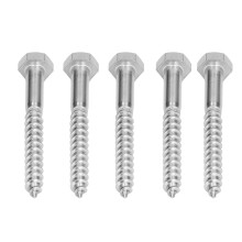 M8x70mm A2-70 Acero inoxidable Tornillo lag para madera hexagonal autorroscante Color