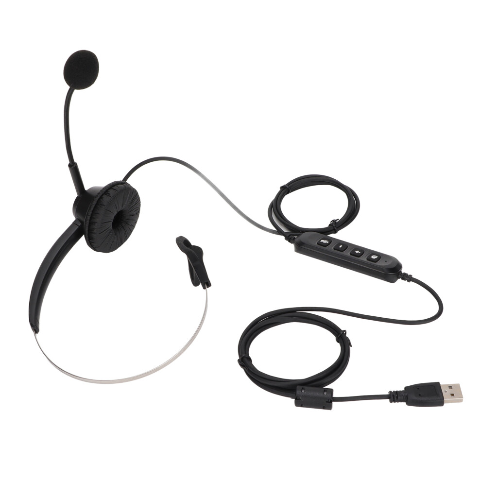 H360âUsbâ3 Telephone Headset Volume Adjustment Mute Single Sided Earphone With Usb Plug For Call Center Black 9371321753618