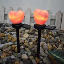 Estaca solar para exteriores con forma de corazón 1 LED 9x5x38cm Rosa/Roja