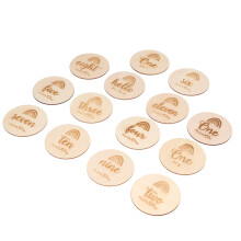 Discos de madera natural, 14 piezas, paquete de discos redondos con acabado brillante