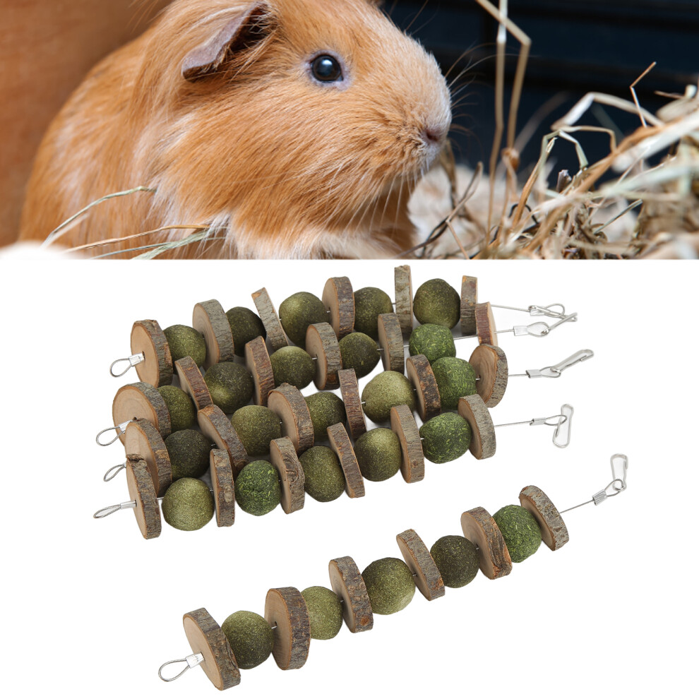 5pcs Bunny Chew Toys Apple Wood Sticks with Grass Balls for Rabbits Chinchillas Guinea Pigs Hamsters