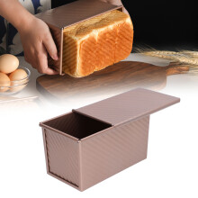 Molde para pan de acero al carbono con tapa de color dorado 21,5 x 12 x 11,2 cm