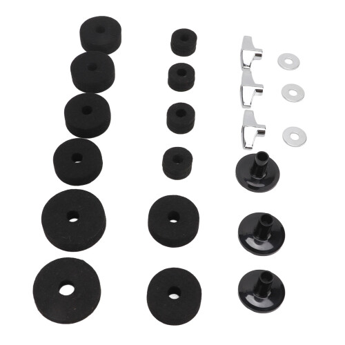 21Pcs Drum Cymbal Felt Pad Non Slip Instrument Accessory Replacement Part Set KitBlack
