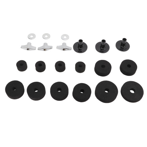 21Pcs Drum Cymbal Felt Pad Non Slip Instrument Accessory Replacement Part Set KitBlack 1