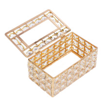 Porta pañuelos dorado de acero y vidrio 20.4x9.9x12cm
