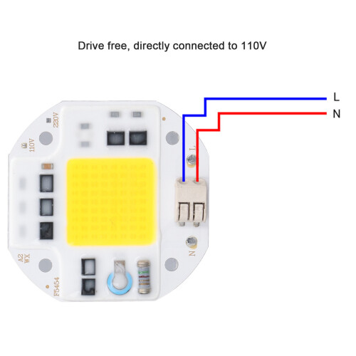 Chip LED COB 110 V, 2,4x2,4 cm, 5,5x5,5 cm alluminio 2