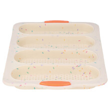 Molde para baguette de 4 ranuras beige 33.4x23.5x2.5 cm