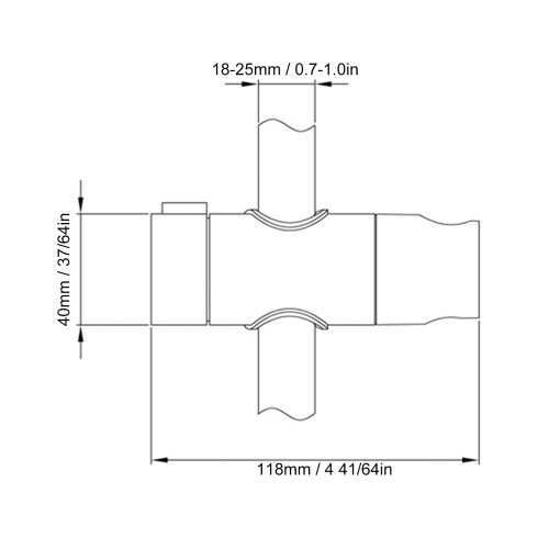 Support de barre de douche à glissière en ABS chromé 360 18-25mm 2