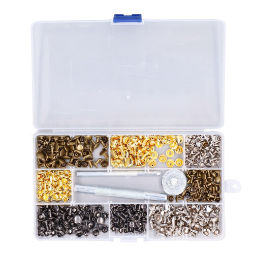 Kit di rivetti 240 pezzi 6mm/8mm oro/bronzo/argento/grigio 1
