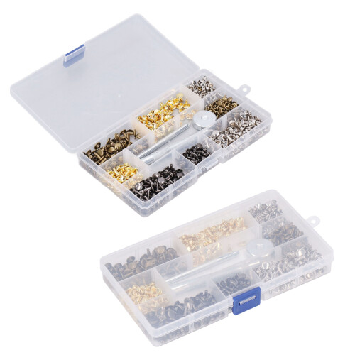 Kit di rivetti 240 pezzi 6mm/8mm oro/bronzo/argento/grigio 2