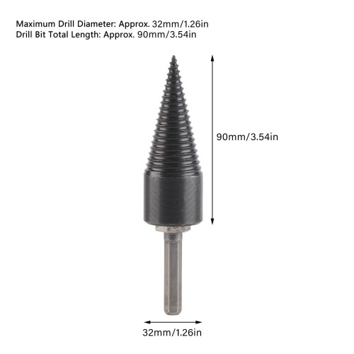 Broca partidora de madera 32mm/1.26in vástago hexagonal de 90mm 2