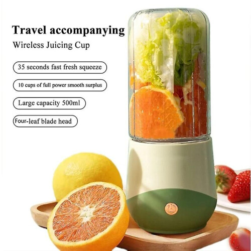 500ML Draagbare Fruit Juicer Blender Elektrische Fruit Juicer Smoothie Blender Machine - Groen~15903