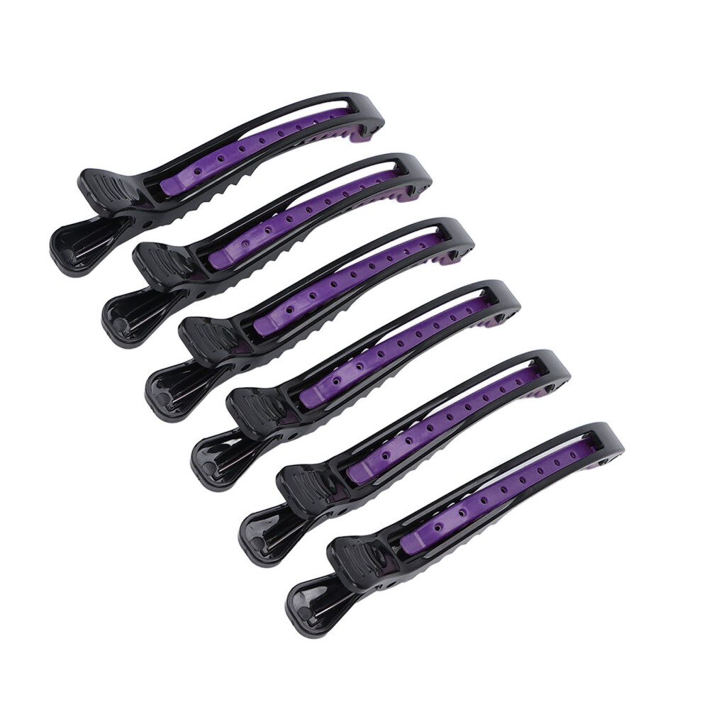 Unisex Purple 6Pcs Professional Hair Clip Portable Home Salon Sectioning Hair Clip Set Styling Tool For Haircut(Black )