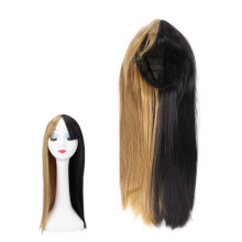 Peluca para mujer negra Flaxen, larga y lisa, sintética