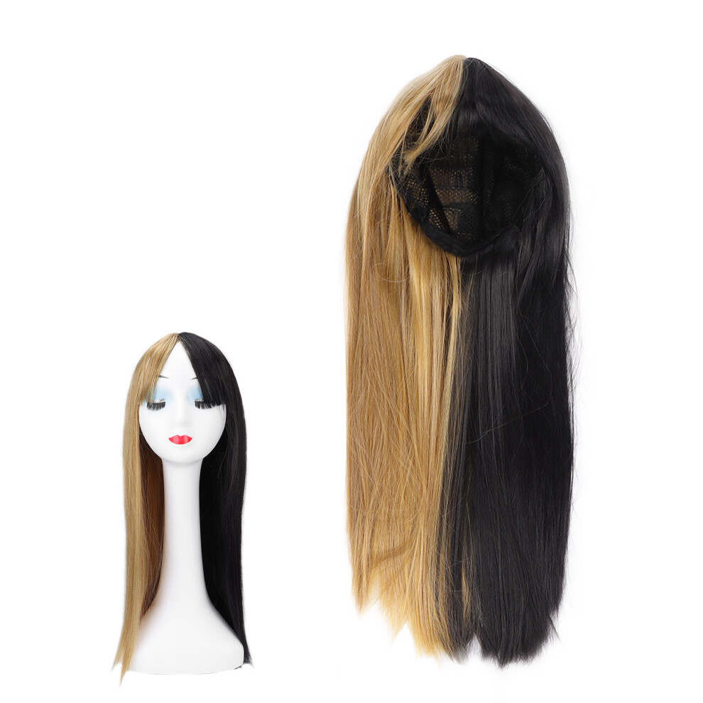 Women Black Flaxen Wig Fashionable Natural Look Long Straight Synthetic Wig for Cosplay Christmas Parties