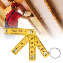 Règle pliante en ABS de 0,5 m – 2 pièces – avec anneau porte-clés – portable et durable – jaune
