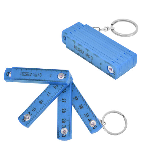 2Pcs ABS Folding Ruler Portable 0.5m Foldable Ruler with Key Ring for Carpentry Laying TilesBlue 2