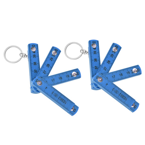2Pcs ABS Folding Ruler Portable 0.5m Foldable Ruler with Key Ring for Carpentry Laying TilesBlue 1